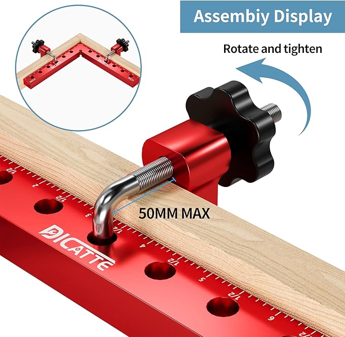 90 Degree Positioning Square Right Angle Clamp 7.1" x 7.1" Aluminum Alloy Woodworking Carpenter Tool,4 Pcs Right Angle Clamps With 8 Clamps,For Picture Frame Box Cabinets Drawers