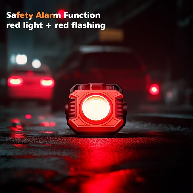 Samyoung 2 Pack 2400LM Rechargeable Work Light, 28 Hours Long Lasting Stepless 2700-8000K White Warm & Brightness Magnetic LED Work Light, Ultralight 360°Rotating Portable Light with Hook(Red)