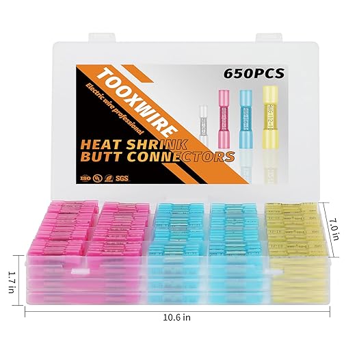 650PCS Heat Shrink Butt Connectors,Solder Seal Butt Splices, Waterproof Insulated for Marine, Automotive, Electrical Wiring