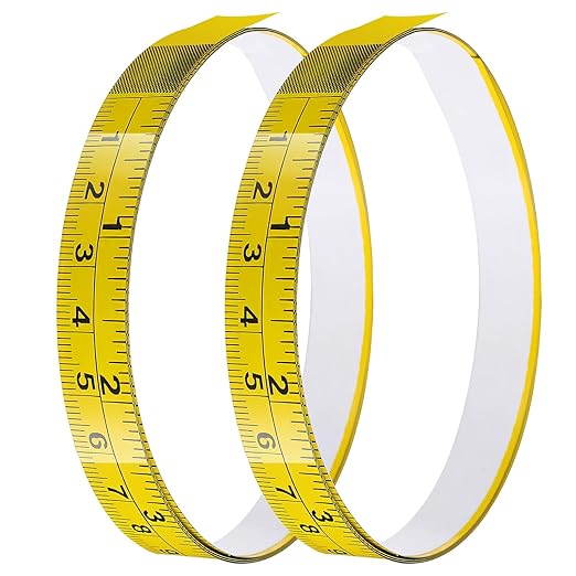 Adhesive Measuring Tapes,Steel Self Tape Measure,1/2" Wide Imperial & Metric Ruler Sticker, Stick On Table Saw and T Track for Woodworking, Drafting (Yellow, Left to Right 39" 2PCS)