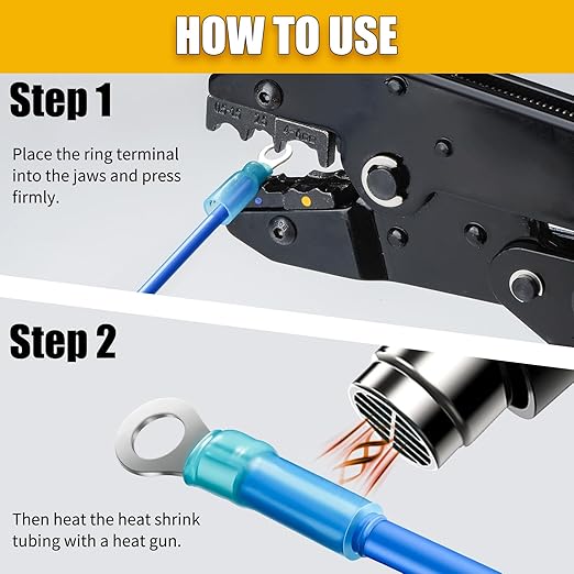 270PCS Marine Grade Heat Shrink Wire Connectors-Electrical Connectors Kit of Tinned Red Copper,Crimp Insulated Ring Fork Spade Butt Splice AWG22-16 16-14 12-10 Gauge (270Pcs Kit, AWG 22-10)
