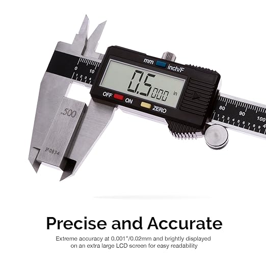 NEIKO 01409A 12” Electronic Digital Caliper | Extra Large Display | 0-12 Inches | Inch/Fractions/Millimeter Conversion | Polished Stainless Steel