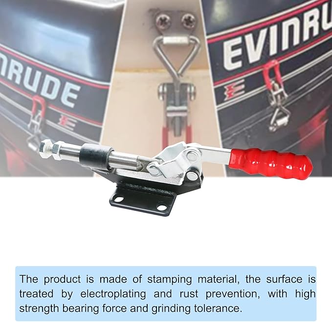 2Set Plunger Stroke Clamp w Flange Base Plate 500lbs Holding Capacity for Suitable for Toolbox, Door, Box, Trunk, Tractor Cover, Smoke Cover, Woodworking Fixture and Quick Release Pull Lock.