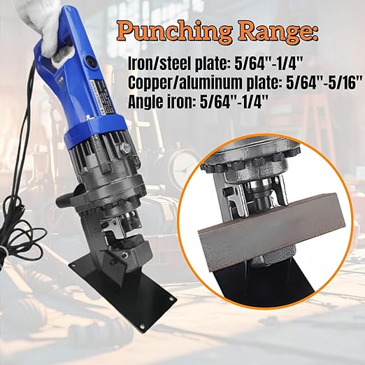 1300W Electric Hydraulic Hole Puncher with 5 Dies (Φ1/4", 3/8", 1/2", 11/16", 4/5") - Angle Steel Punching Machine for Steel, Iron, Aluminum, Copper Plates Mustrod
