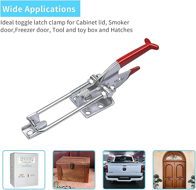SKYCK 6-Pack 2000lbs Capacity Heavy Duty Toggle Clamp - Adjustable U Bolt Self-Lock Latch for Tire Carrier, 90 Degree Lock for Cam Sliding Door, Lt-431