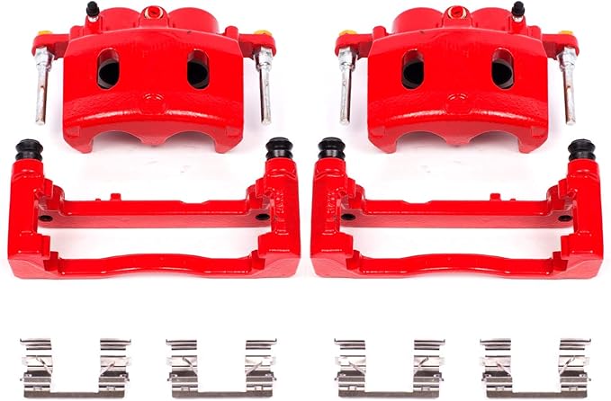 Power Stop S4918A Front Pair of High-Temp Red Powder Coated Calipers For Cadillac Escalade XTS Chevy Silverado 1500 Suburban 1500 Tahoe Savana 1500 Sierra 1500 Yukon [Application Specific]