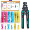 mankk 100PCS Heat Shrink Spade Connectors Kit with Crimping Tool,AWG 22-10 Electrical Waterproof Crimp Butt Terminals Female and Male Spade Terminals (Yellow/Red/Blue) M-N-070-100PCS+Tool