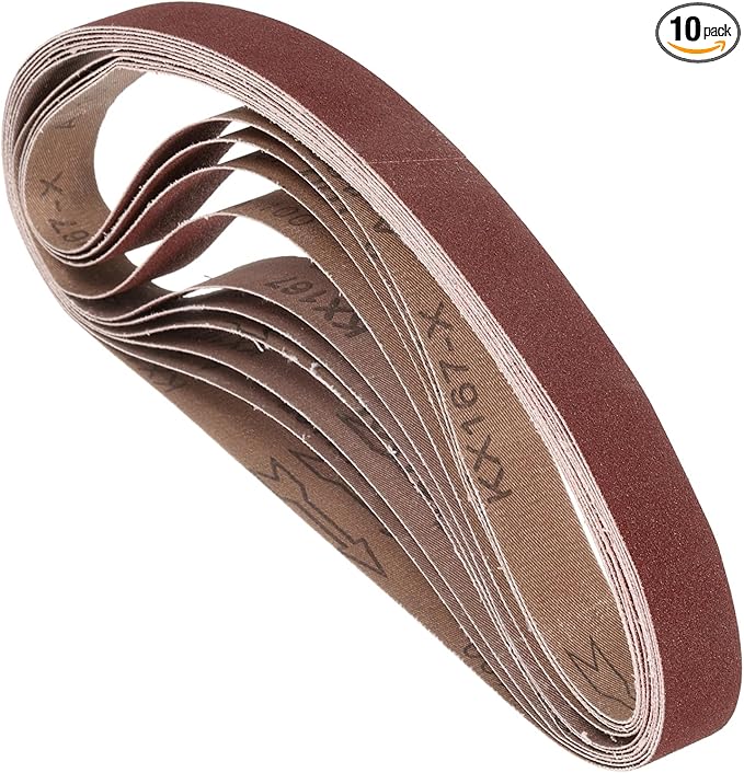 10 Pcs Sanding Belts 1-1/8 x 21 Inch 100 Grit Aluminum Oxide Abrasive Sandpaper for Belt Sander Metal Grinding Wood Working Weld Rust Removal