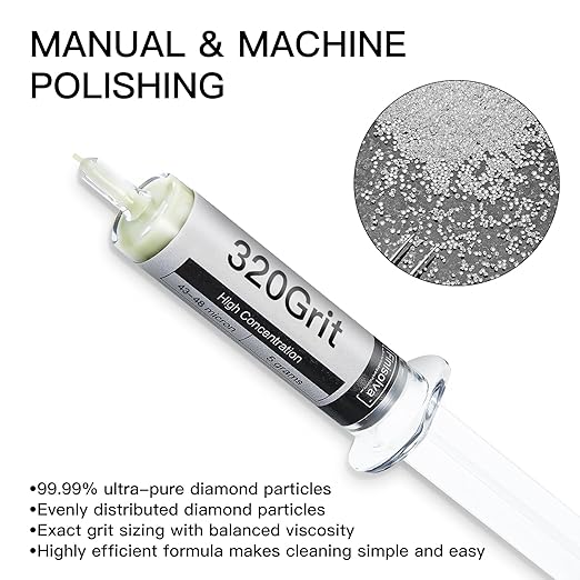 Diamond Polishing Compound Lapping Compound 320 Grit 43-48 Microns with 30% Concentration of Diamond Powders Diamond Stropping Paste for Glass Marble Metal Resin Rock Jewelry Chrome Watch