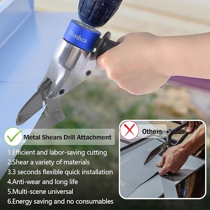 360° Pivoting Drill Metal Shear Attachment - for Curved & Straight Cutting, Professional Power Tool Accessory for Cordless & Corded Drills, Metal Cutter for Iron, Aluminum & Copper Sheets- B