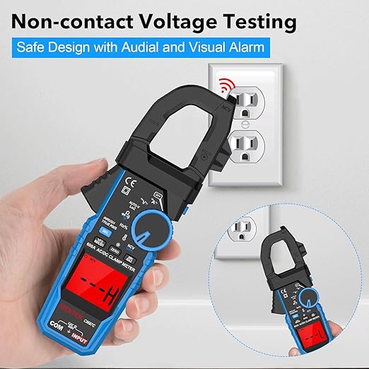 Digital Inrush Clamp Meter Multimeter, MESTEK T-RMS 6000 Counts 600A Current Amp Volt Meter with VFD,LOZ Mode; Measures NCV AC/DC Current Voltage Temperature Resistance Capacitance Continuity