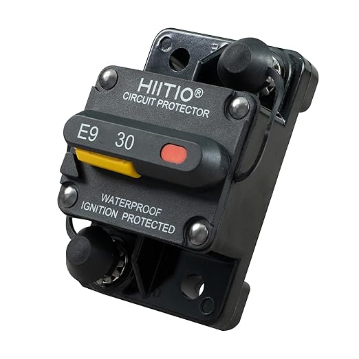 30 Amp Marine Circuit Breaker, Waterproof Manual Reset Switch, 12V-48V DC Circuit Breaker, 3/8" Studs, for Boat Trolling Motor/Marine ATV/Battery/Solar System（30A）
