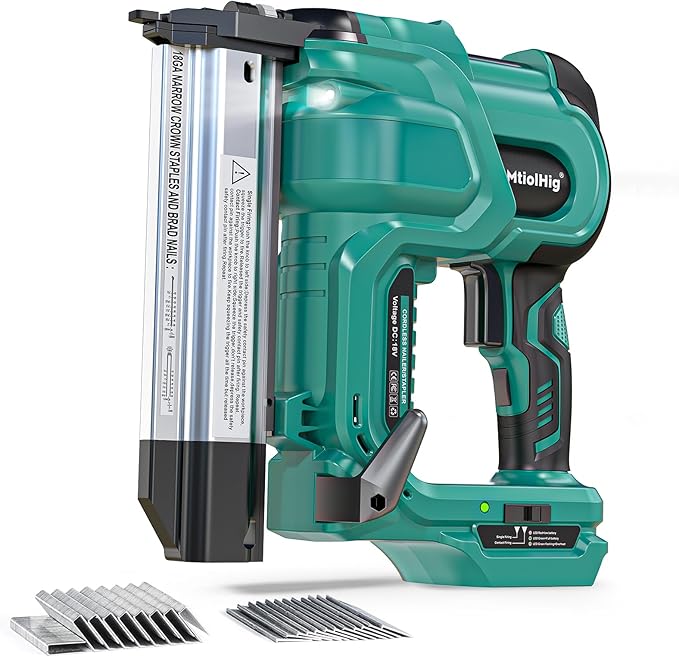 Cordless 2" Brad Nailer Compatible with Makita Battery(No Battery), 2-in-1 Electric Nail Gun/Staple Gun, 18 Gauge Nail Gun Battery Powered with 1000 Nails for Wood Carpentry, Adjustable Depth