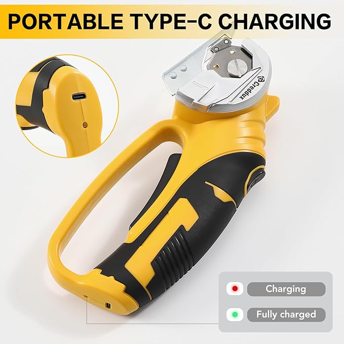 4v Cordless Electric Scissors, Electric Box Cutter With LED Light and Safety Lock, Cardboard Cutter, Rotary Cutter for Cardboard Leather Carpet Plastic Yellow