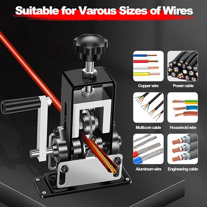 Manual Wire Stripping Machine, Gauge Wire 0.06"-1", Scrapping Copper Wire Peeler Machine, Drill Powered/Hand Crank Dual-drive Wire Stripper Tool for Scrap Copper Recycling & DIY etc.