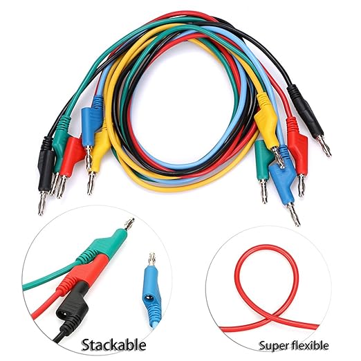 Sumnacon 5pcs Banana to Banana Plug Test Lead Set, 4mm Stackable Banana Plug Wire Test Cable Lead for Multimeter, Electrical Test Wire 1000V/15A