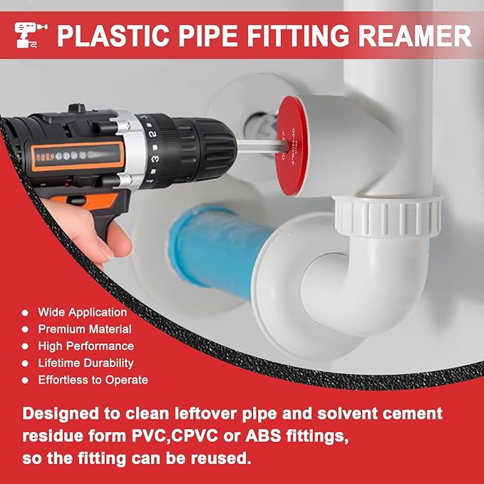 PVC Pipe Reamer, PVC Fitting Saver with 4-Inch Head Aluminum, PVC Socket Saver, Plastic PVC Pipe Fitting Reamer Plumbing Tools for SCH40 PVC Pipe, PP, PE, CPVC, ABS Pipe