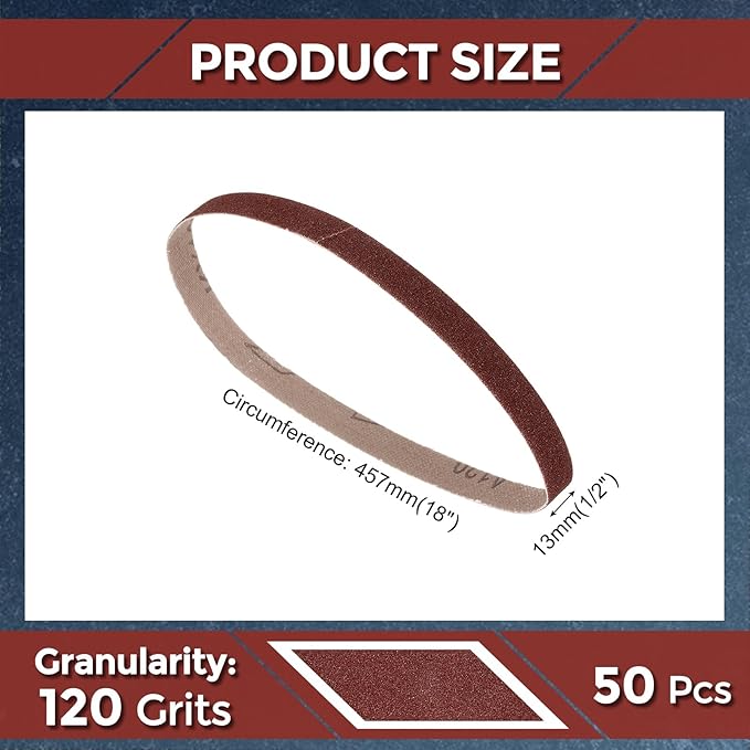 40 Pcs Sanding Belts 1/2 x 18 Inch 120 Grit Aluminum Oxide Abrasive Sandpaper for Belt Sander Metal Grinding Wood Working Weld Rust Removal
