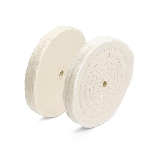 ENKAY - 6" Spiral Sewn and Loose Cotton Buffing Wheels (2 Pack) for Polishing Metal and More, for Use with Polishing Compounds, Buffing Machines & Bench Grinders