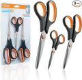 Scissors, 3-Pack Titanium Coated Non-Stick Scissors (8.5’’, 7.5’’, 5.5’’) - Premium All-Purpose Cutting Tools for Craft, Office & Home Use