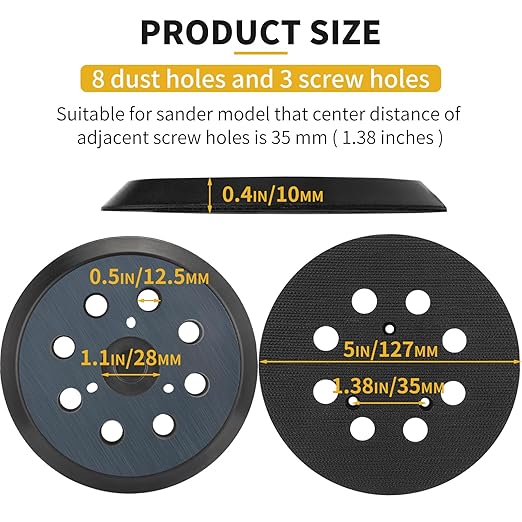 4 Pack 5" 8 Hole Hook & Loop Replacement Sander Pads Compatible with Makita Orbital Sander BO5010 BO5030K BO5031K BO5041K, Replacement Parts #743081-8/743051-7 (3 Screw Holes Sander Pads