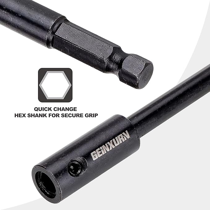 Tools Hole Saw Extension Chuck, 10-Inch x 3/8-Inch Hex Shank Reducing Locking Impact Extension