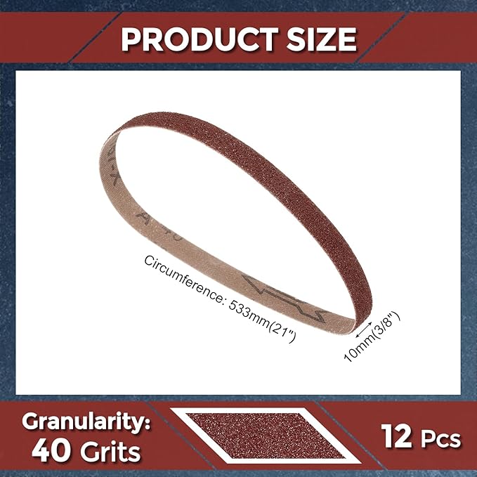 5 Pcs Sanding Belts 3/8 x 21 Inch 40 Grit Aluminum Oxide Abrasive Sandpaper for Belt Sander Metal Grinding Wood Working Weld Rust Removal