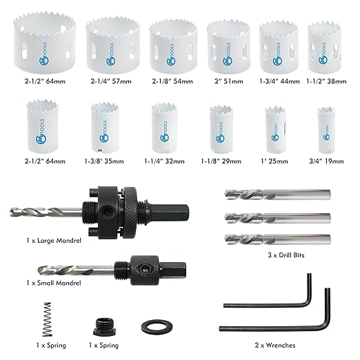 Hole Saw Kit Bi Metal, with 3/4" to 2-1/2" 22 PCS Saw Blades in Case, Hole Saw Set for Metal, Wood and Plastic, with Clean and Smooth Cutting Edge, Fast Chip Removal