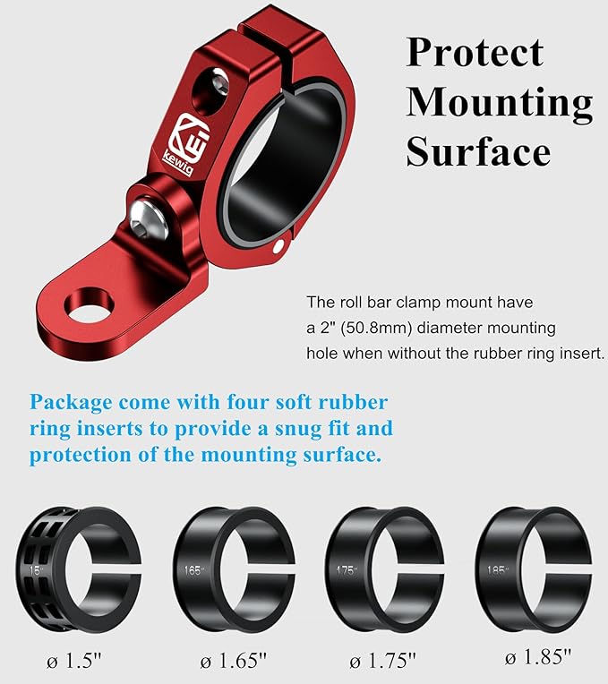 BRCOVAN 2PCS Whip Light Mount, Solid Aluminum Alloy UTV Flag Mounts, Off-Road LED Light Bar Mounting Bracket, Heavy Duty Roll Cage Clamp Holder Fit 1.5''/1.65'' /1.75''/1.85''/2'' Bars