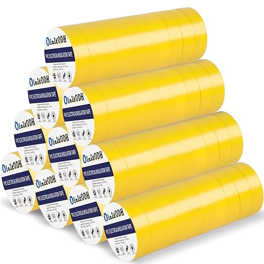 100 Rolls Yellow Electrical Tape Bulk 3/4 Inch x 66ft, Waterproof Vinyl Electric Tape High Temp Insulation Tape for Electrical Protection Home Outdoor Electric Insulating Wire Wrapping