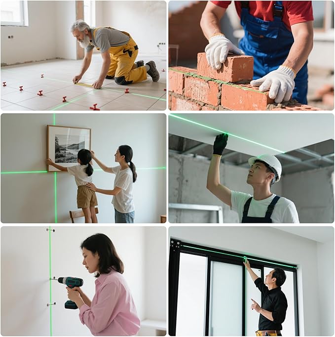 16 Line Laser Level 360 Self Leveling,4x360° Professional 4D Cross Line Green lazer Level with 2 Batteries for Construction and Picture Hanging,Adjustable Brightness Magnetic Bracket,Remote Control