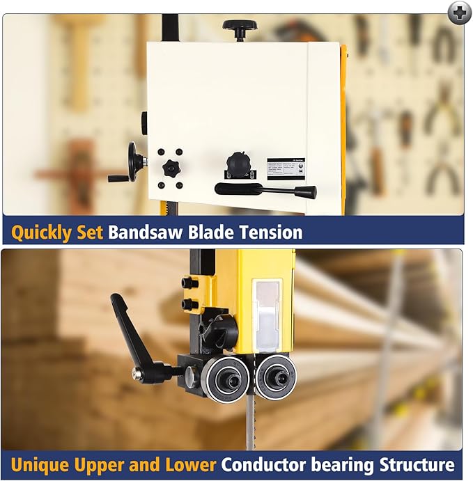 Band Saw, 14 Inch Bandsaw for Woodworking, 1445 & 2950 FPM Dual-Speed Bandsaw, 2 HP，120 V 14-Amp Motor, Band Saws with Solid Cast Iron Table, Iron Bandsaws with Overload Protection