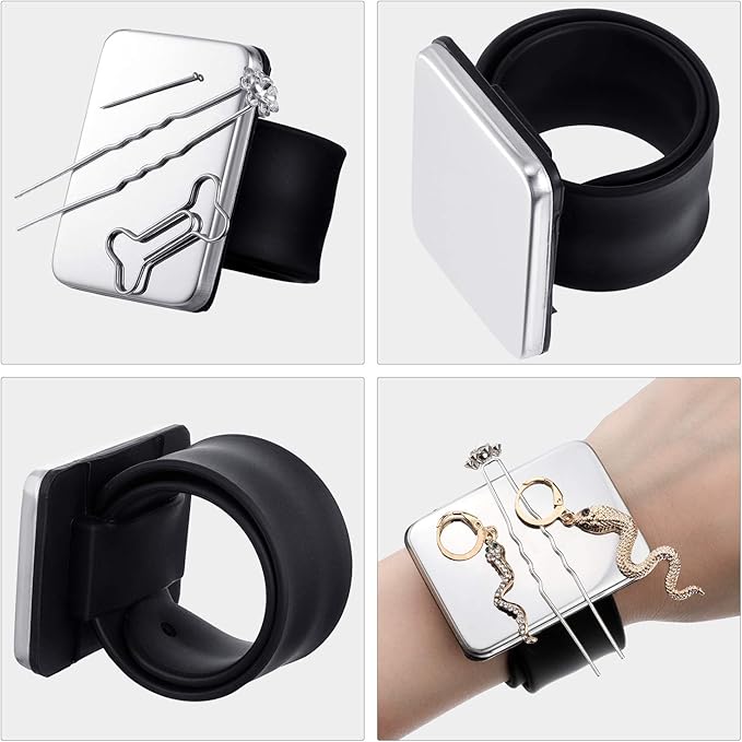 2 Pieces Magnetic Pincushion and Wristband Holder for Quilting, Sewing Pins, Hair Clips - Silicone Wrist Strap, Flannelette Bag