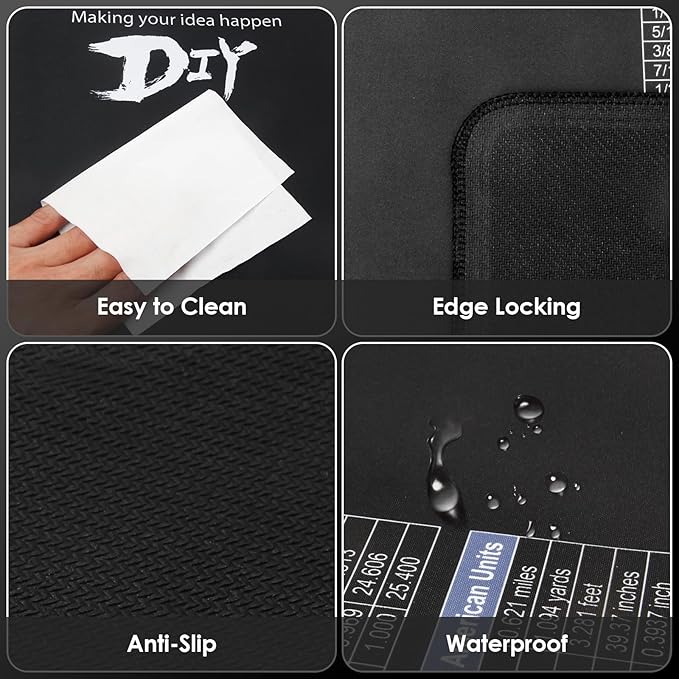 39.5”X18” DIY Worktable Mat Large Work Bench Mat Workshop Mat Workbench Cover with SAE/Metric Ruler Standard Metric Conversion Charts Tap Drill Sizes Fit for DIYers Carpenter Repairman