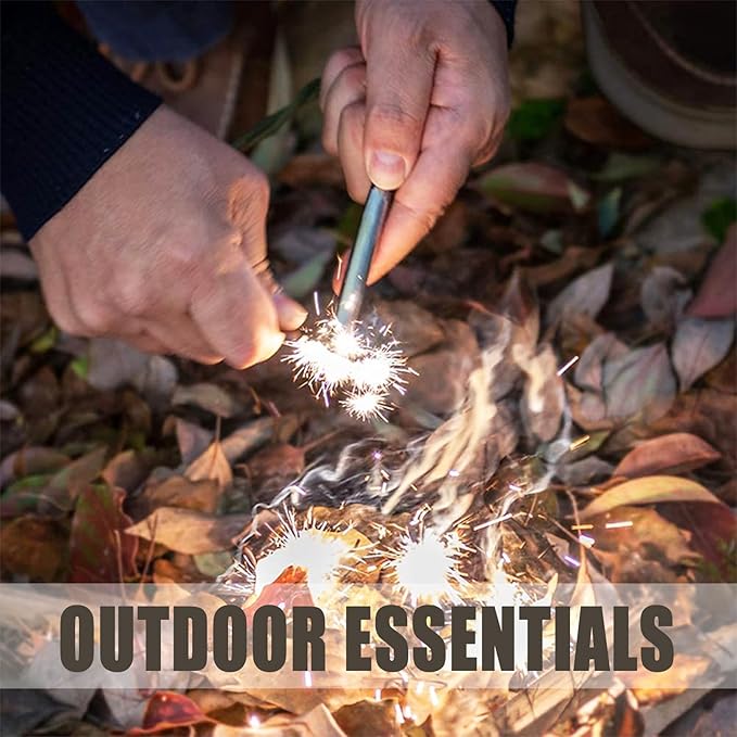 1/2"X 5" Ferro Rod Fire Starter, Drilled Flint and Steel Fire Starter Kit, Ferro Rods with Paracord Landyard Handle and Striker, Fire Starter Survival Tool for Outdoor Activity