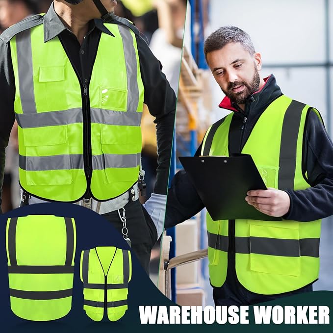 Leumoi 30 Pack Reflective Safety Vest with Pockets and Zipper High Visibility Vest for Women Men Work