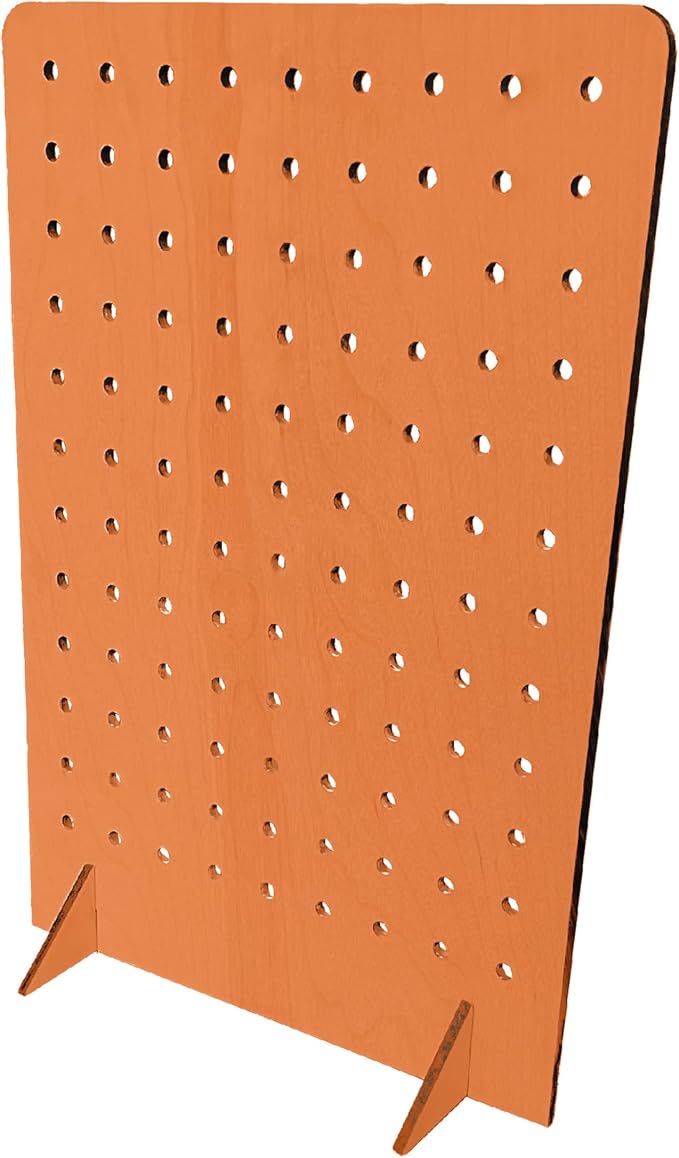 Torched Pegboard Display Stand for Jewelry, Craft Shows, Selling, Vendor Events, Tools, Peg Board Accessories Rack Organizer, Large 9.75" L x 4.3" W x 14" H, Orange