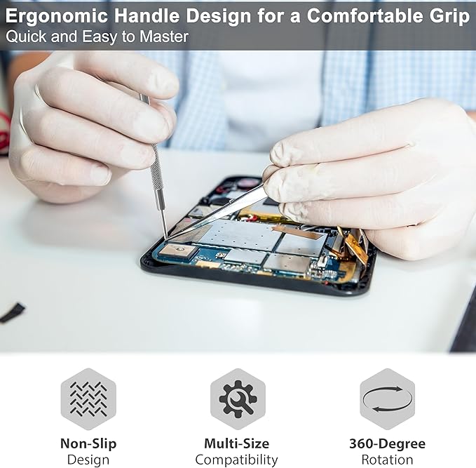 Watch Screwdriver Set, 14 Pcs Multi-Size Premium Stainless-Steel Jewelers Screwdriver Set with Ergonomic Handle, 360-Degree Rotation, Stable Tip for Watches, Jewelry, Electronics