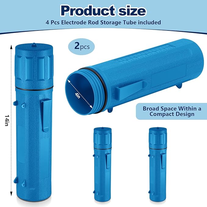 Zonon 2 Pcs Welding Rod Storage Tube 14 Inch Stick Welding Electrode Storage Tube Airproof Welding Rod Holder Waterproof Welding Rod Container for Welding Rod Canister(Blue)