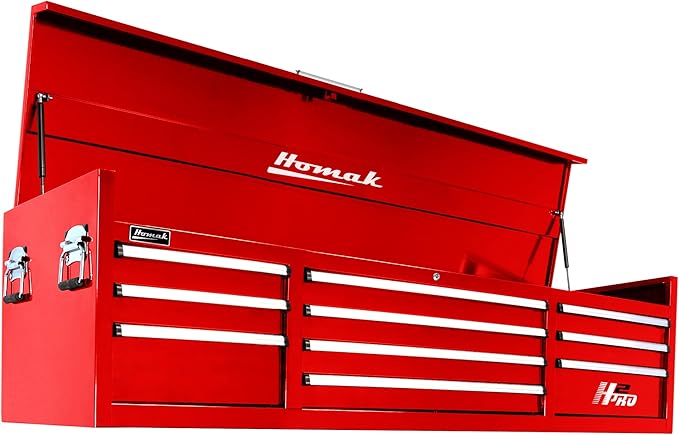 Homak H2PRO Series 72-Inch 10-Drawer Top Chest, Red, RD02010720