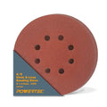 POWERTEC 45112, 6" x 8 Holes, 120 Grit, A/O Hook & Loop Sanding Disc, 25PK