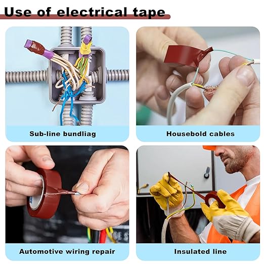 Romeda 9 Pack Electrical Tapes, Electrical Tape Water, Sun, and Oil Resistant, Electrical Tape is Suitable for Most Domestic, Commercial, and Industrial environments - Brown