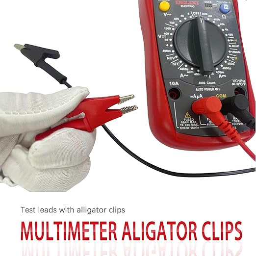 2PCS Test Leads, Alligator Clips, Red and Black, Multimeter Probes, Banana Plug to Alligator Clip Multimeter Test Leads