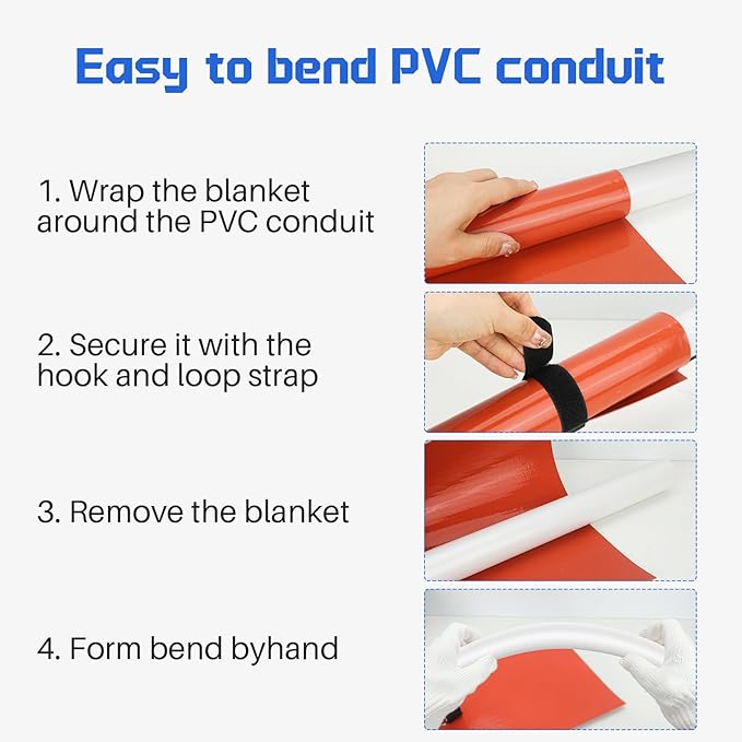 PVC Heating Blanket, PVC Conduit Bender Use High-Quality Silicone Material, Faster heating speed with Longer Service Life, 120V/200W (2" To 3")