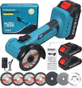 Cordless Angle Grinder Kit, 19000rpm Brushless Mini Angle Grinder with 2PCS 2000mAh Battery & 7pcs Cutting Discs, 21V Electric Cordless Grinder Tool for Metal Wood Polishing Rust Removal