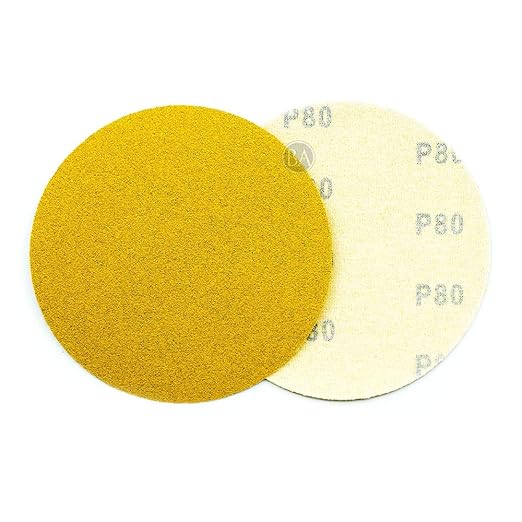 Benchmark Abrasives 5" Premium Aluminum Oxide Stearated Gold No Holes Hook and Loop Discs for Sanding of Metals Non-Ferrous Metals Wood Plastic Fiberglass (50 Discs) - Mixed Low Grits