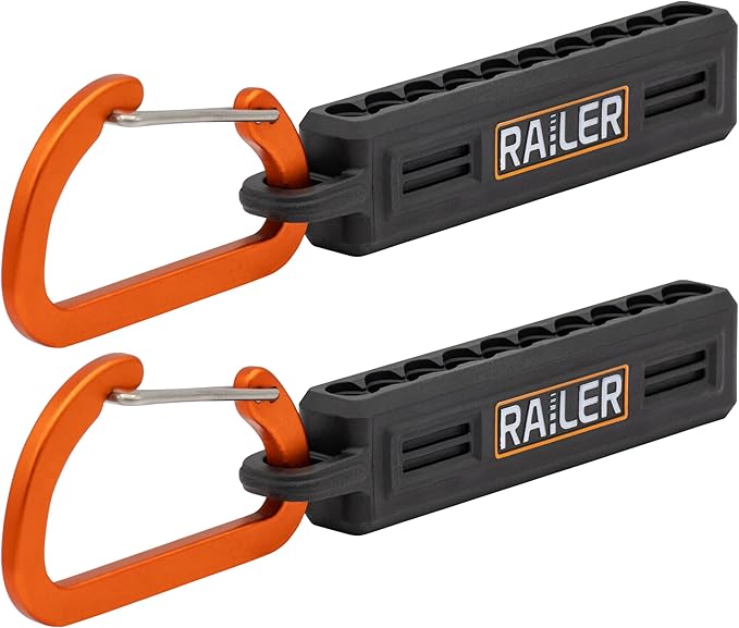 Screwdriver Bit Holder Storage Organizer – Railer 10-Hole Black Bit Holder with Carabiner - 2 Pack