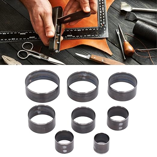 8Pcs Leather Hole Punch Die Round 2560mm Hole Hollow Punch Cutting Leather Circle Punch Punching Die Alloy Steel Deform Prevention Punching Tools