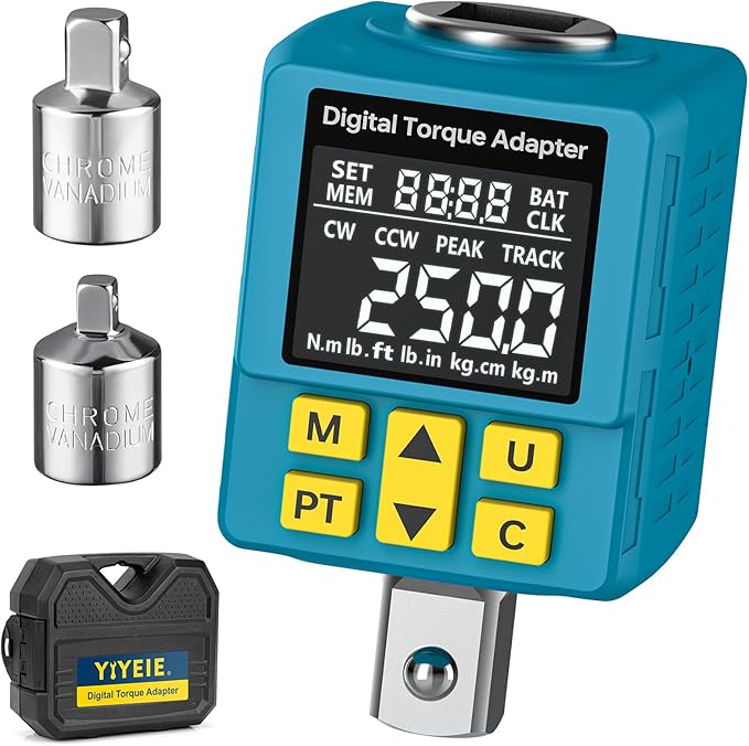 Upgrade Digital Torque Adapter, (±1% Accuracy, 12.5-250Ft-lb), 1/2" Digital Torque Wrench Adapter for Car, Versatile Meter - Smart Alert | Peak/Track | Preset | Store/Delete, for Automotive(340N.m)