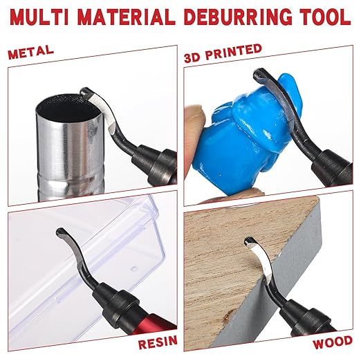 3 Pcs Hand Deburring Tool Kit 2 Countersink Hand Reamers and 1 Deburring Tool with 15 Extra High Speed Steel Swivel Blades for Metal, Resin, Aluminum, Copper, Plastic, 3D Printing, Wood